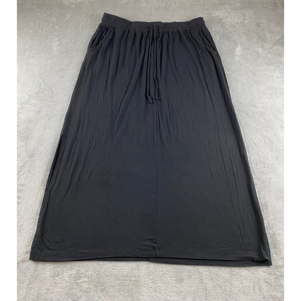 Basic‎ Editions Black Maxi Skirt Drawstring Waist Pockets XL